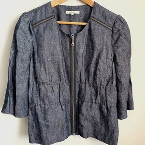 RW & Co. Women's Charcoal Full Zip Linen‎ Shacket Size Large
